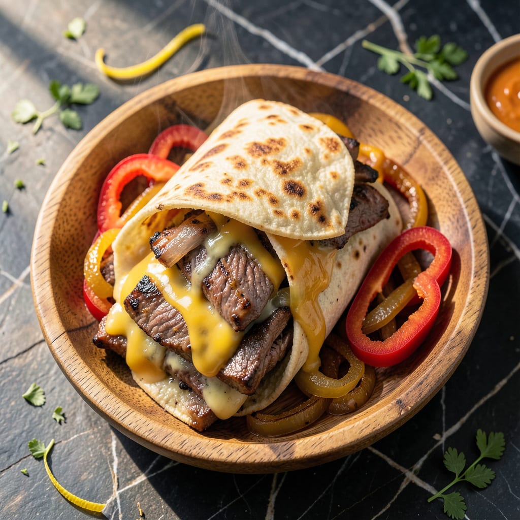 Steak Grilled Cheese Burrito Recipe: Melted Cheddar and Sizzling Beef Wrapped Tight detailed visual guide
