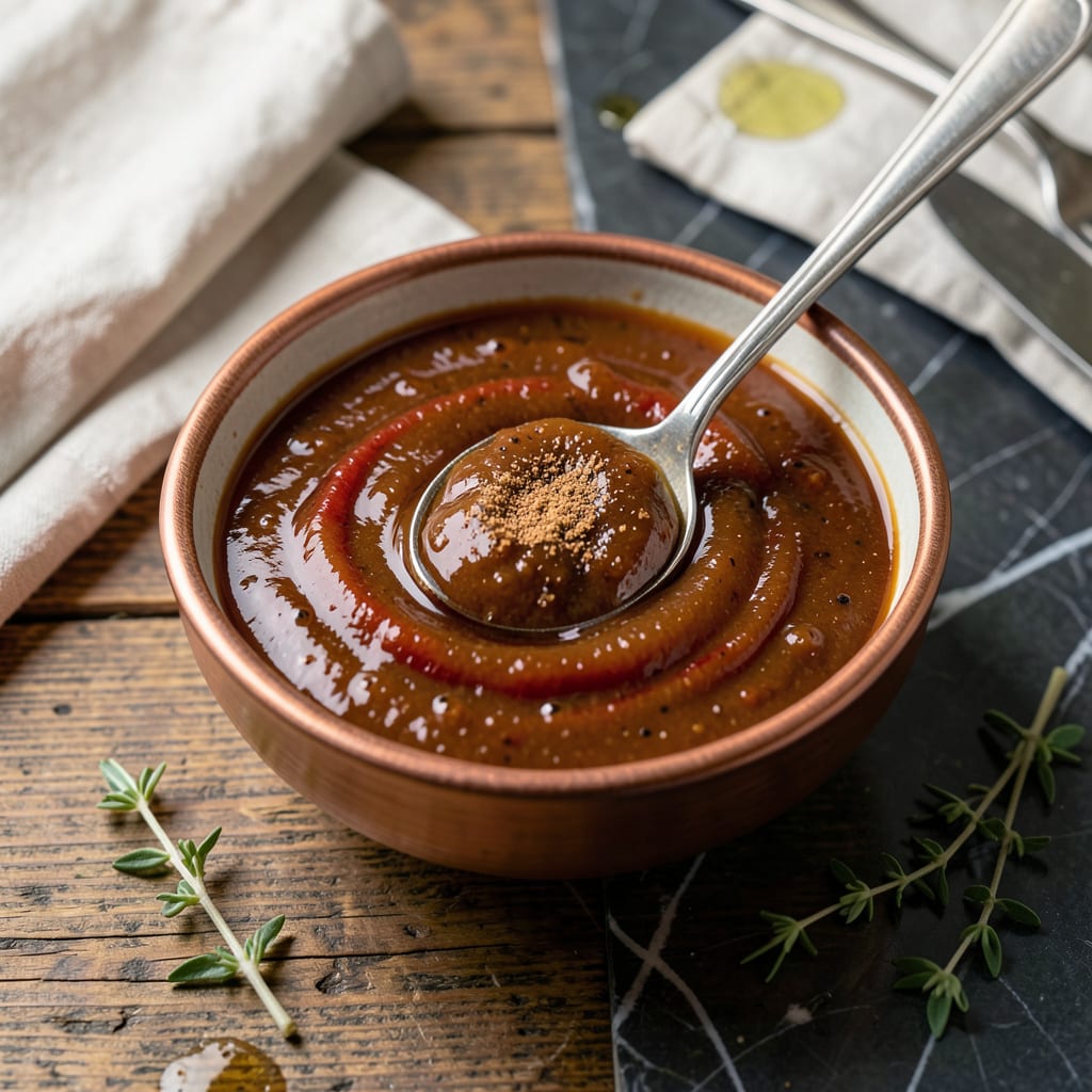 sticky sweet bbq sauce recipe illustration with key details