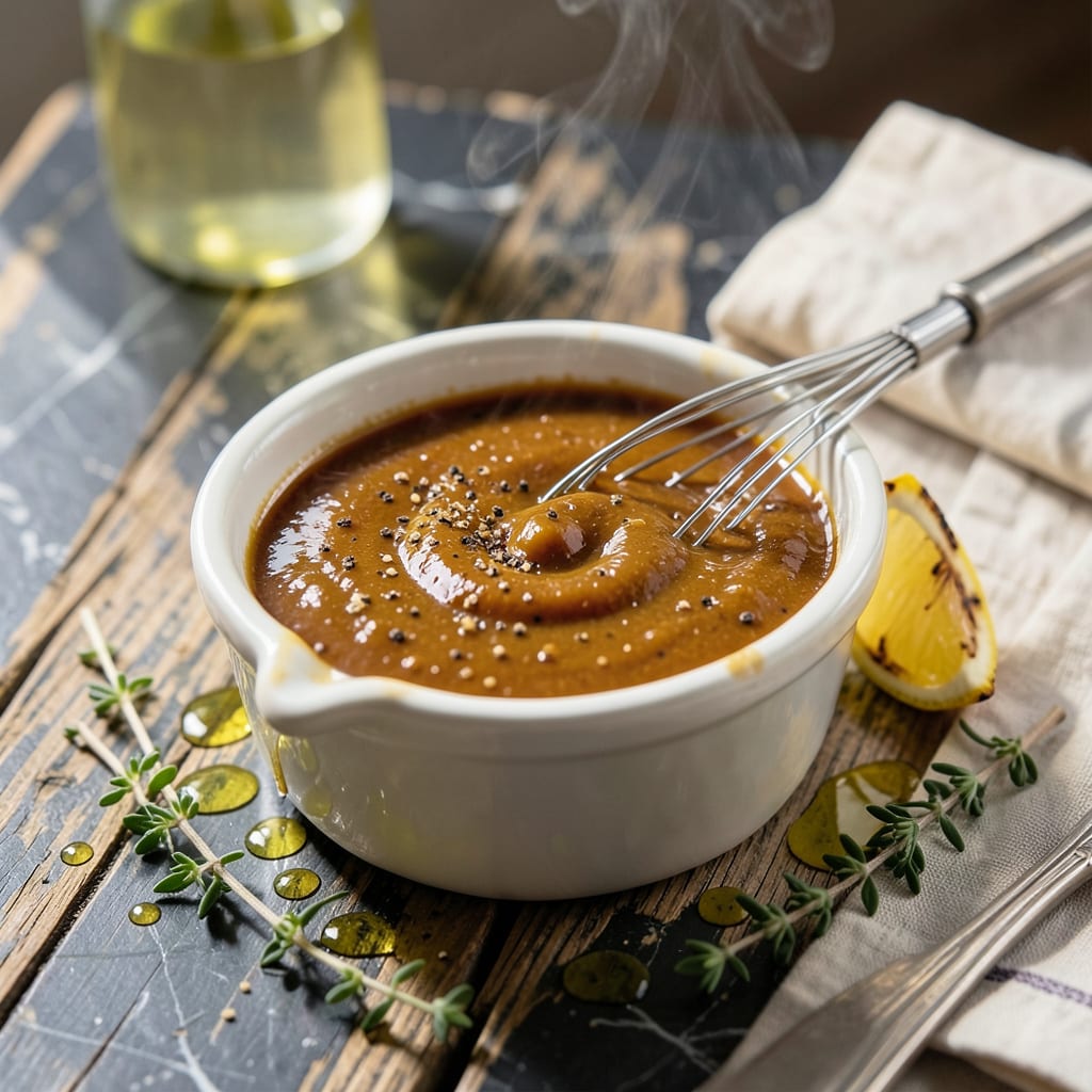 sugar free mustard bbq sauce recipe illustration with key details