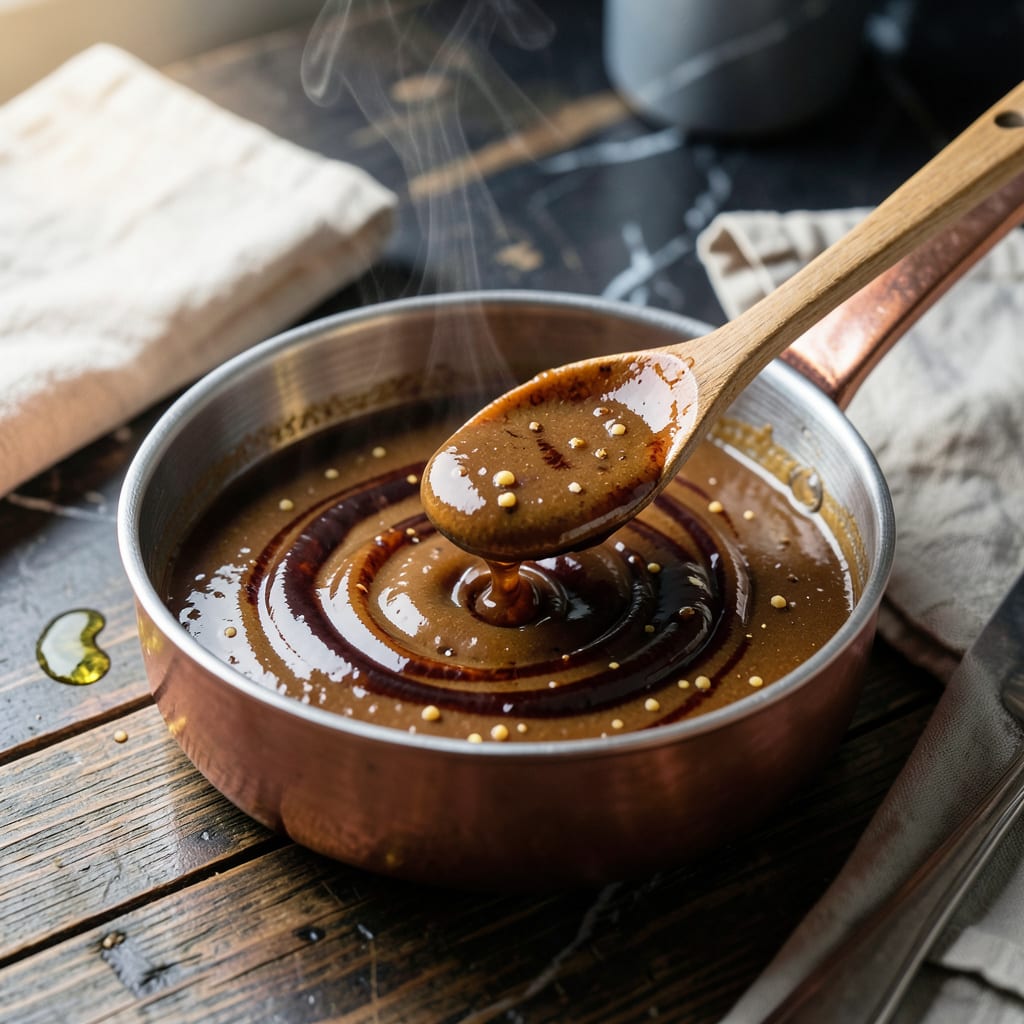 Visual representation of sweet and savory bbq sauce recipe