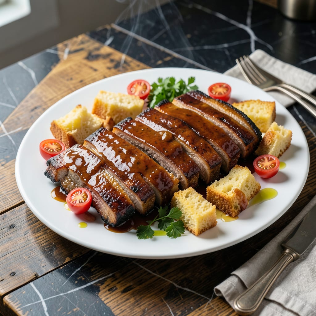 Visual representation of sweet bbq pork ribs recipe