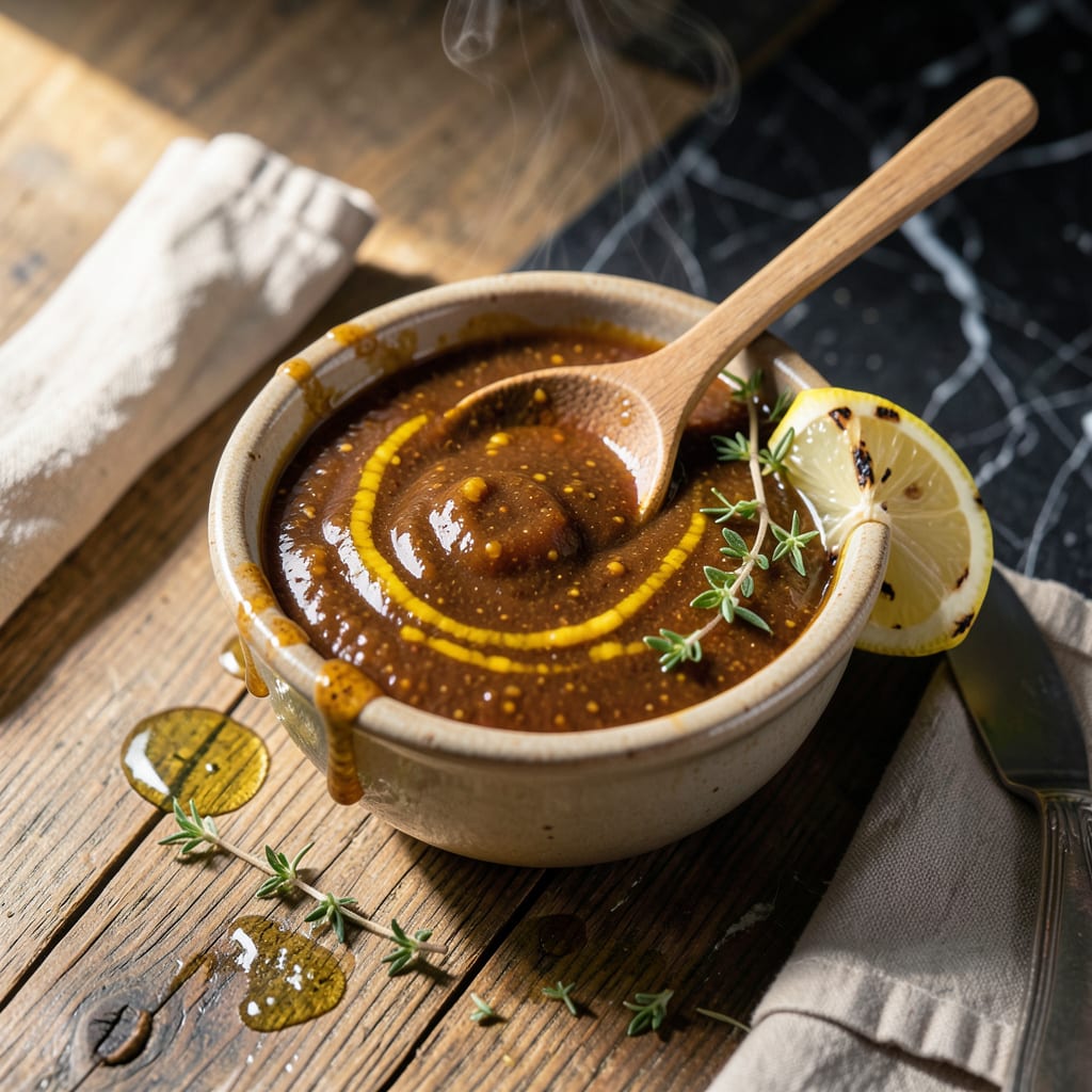 Sweet Mustard BBQ Sauce Recipe: Tangy Glaze With a Honeyed Finish illustration with key details