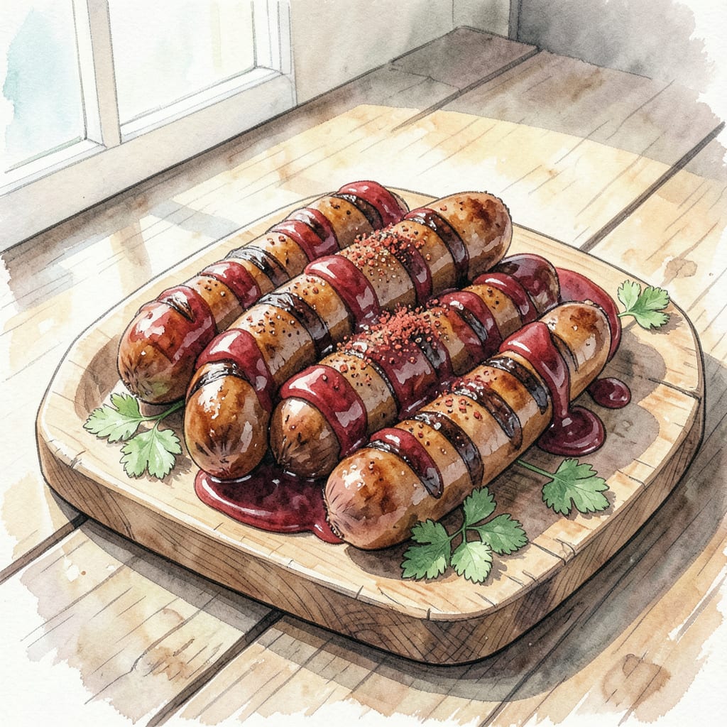 Texas Hot Links BBQ Recipe: Smoky Spice and BBQ Sauce Perfection illustration with key details