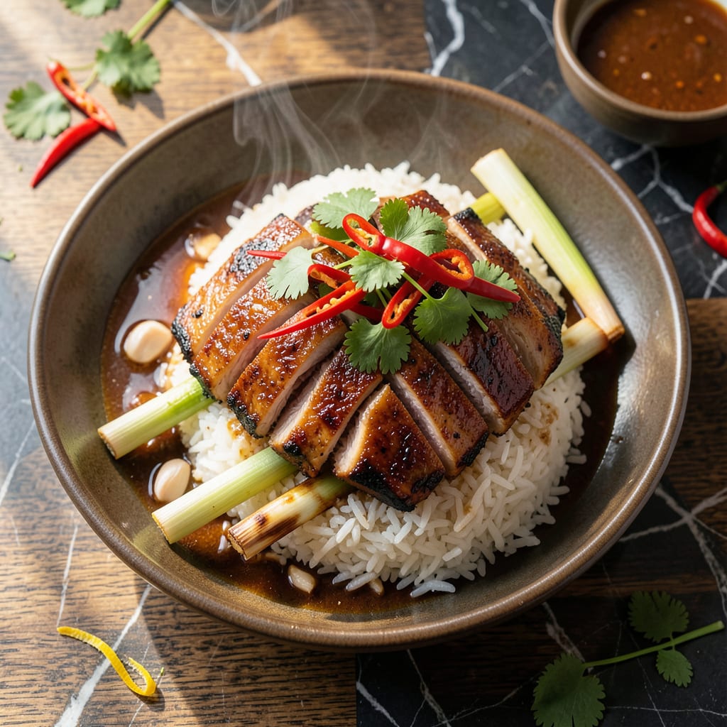 Visual representation of Thai BBQ Pork Recipe: Marinated in Coconut and Spices