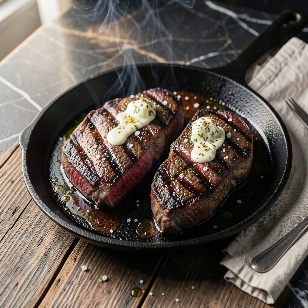 traeger grill steak recipe illustration with key details