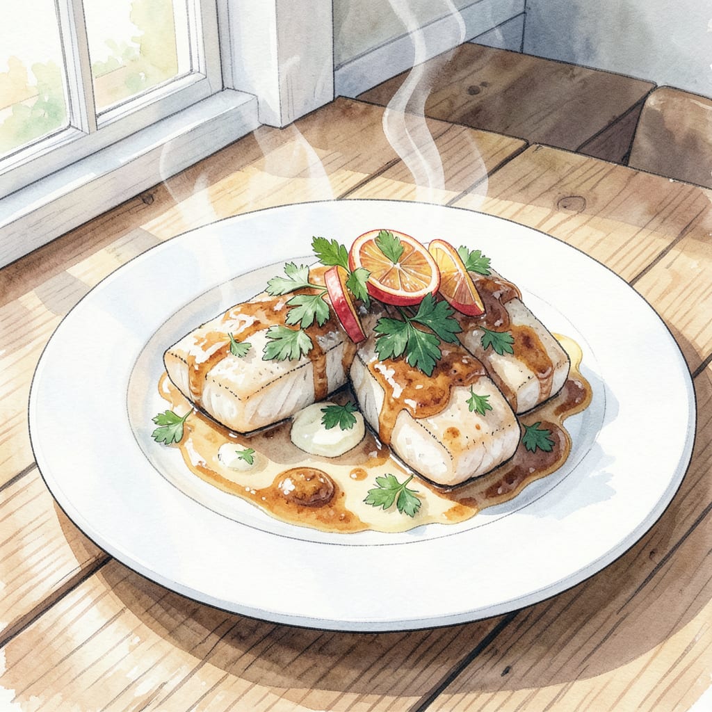 Turbot Fish Recipe: Pan Seared Perfection with Lemon Butter example with annotations