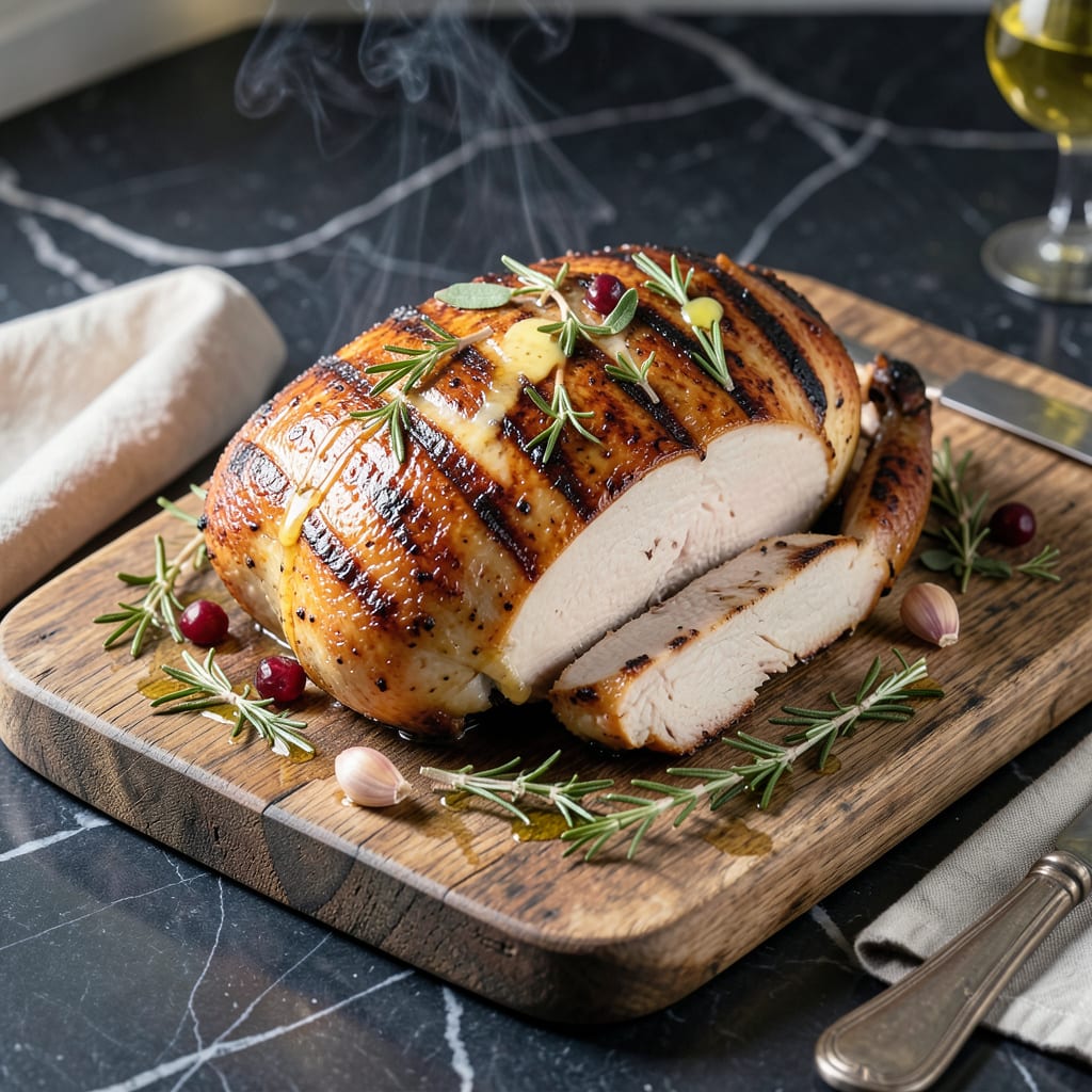 Visual representation of Turkey On Gas Grill Recipe: Smoky Char With Herbed Butter Baste