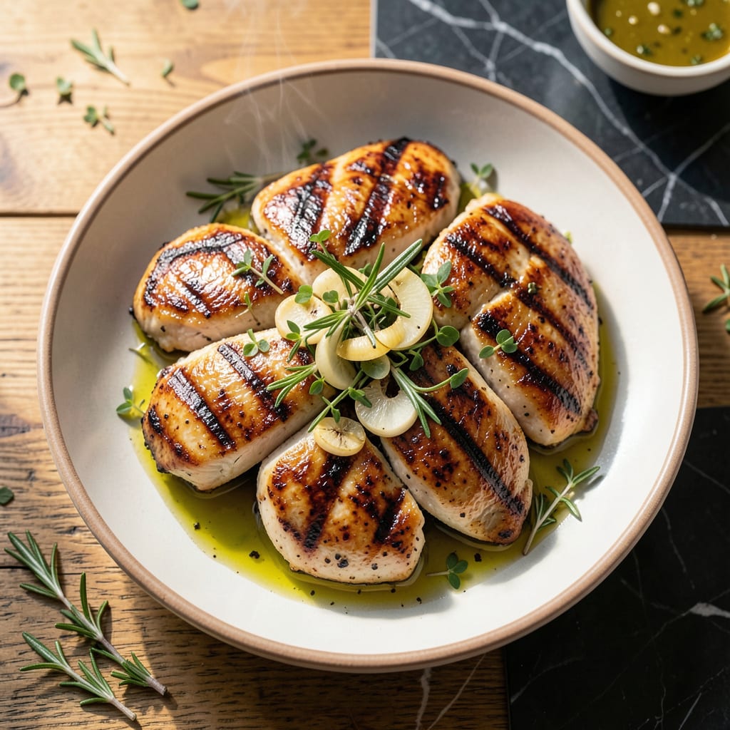 tuscan grilled chicken recipe illustration with key details