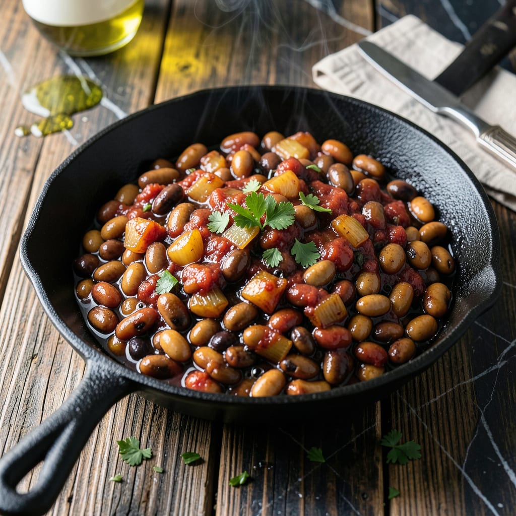 vegan bbq beans recipe example with annotations