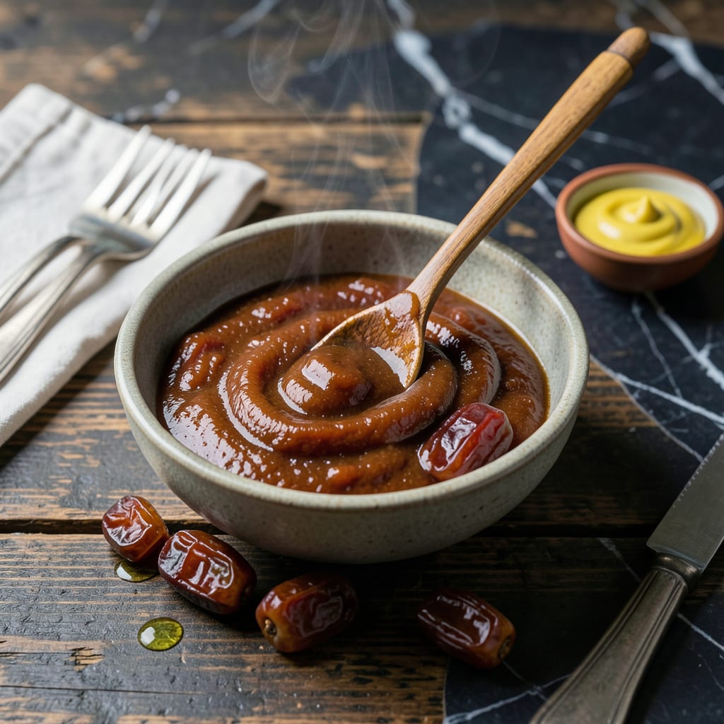 Visual representation of Vegan BBQ Sauce Recipe No Ketchup: Molasses Rich Tang With Date Sweetness
