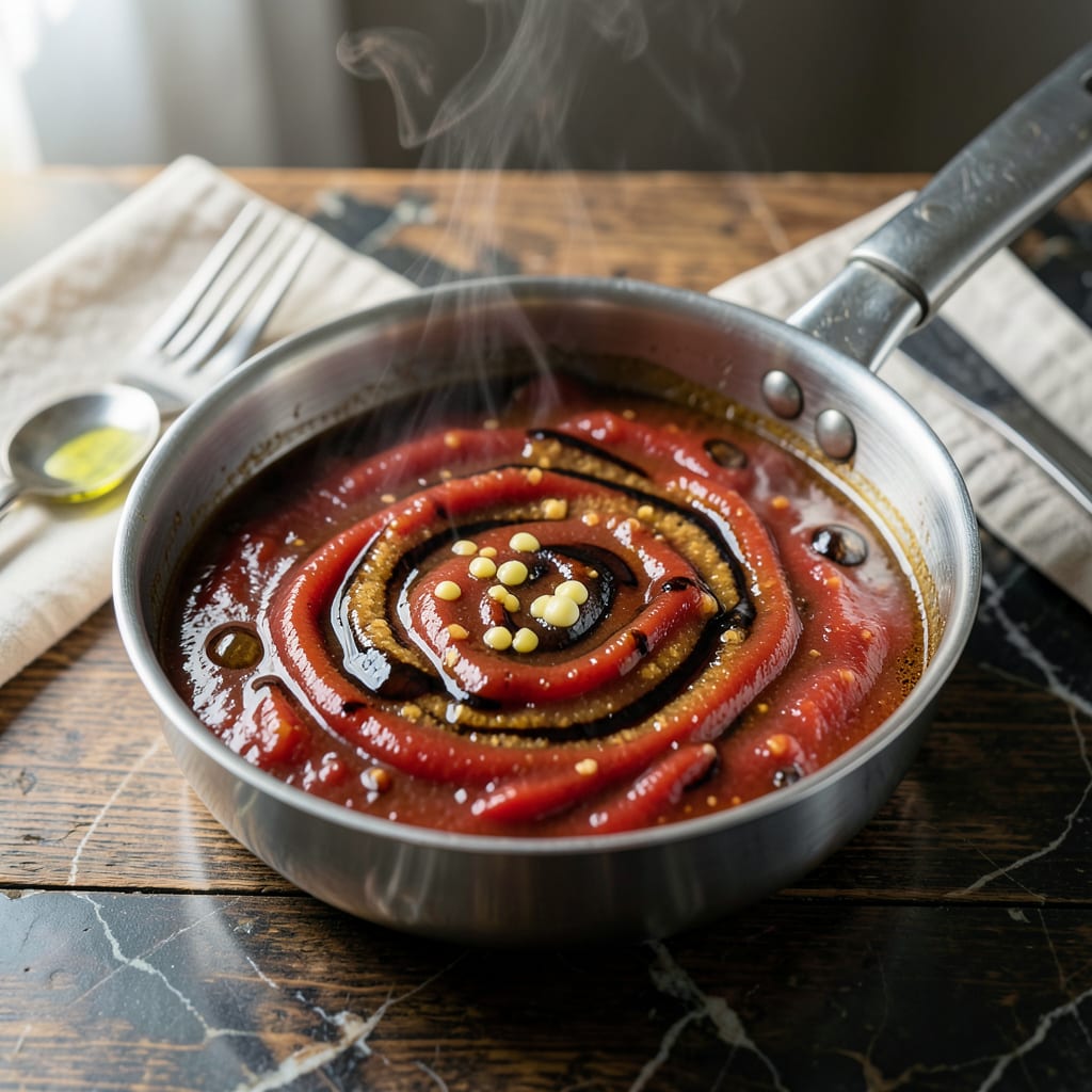Visual representation of vinegar free bbq sauce recipe