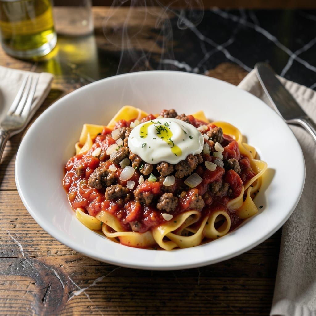Complete vodka sauce recipe with meat overview image
