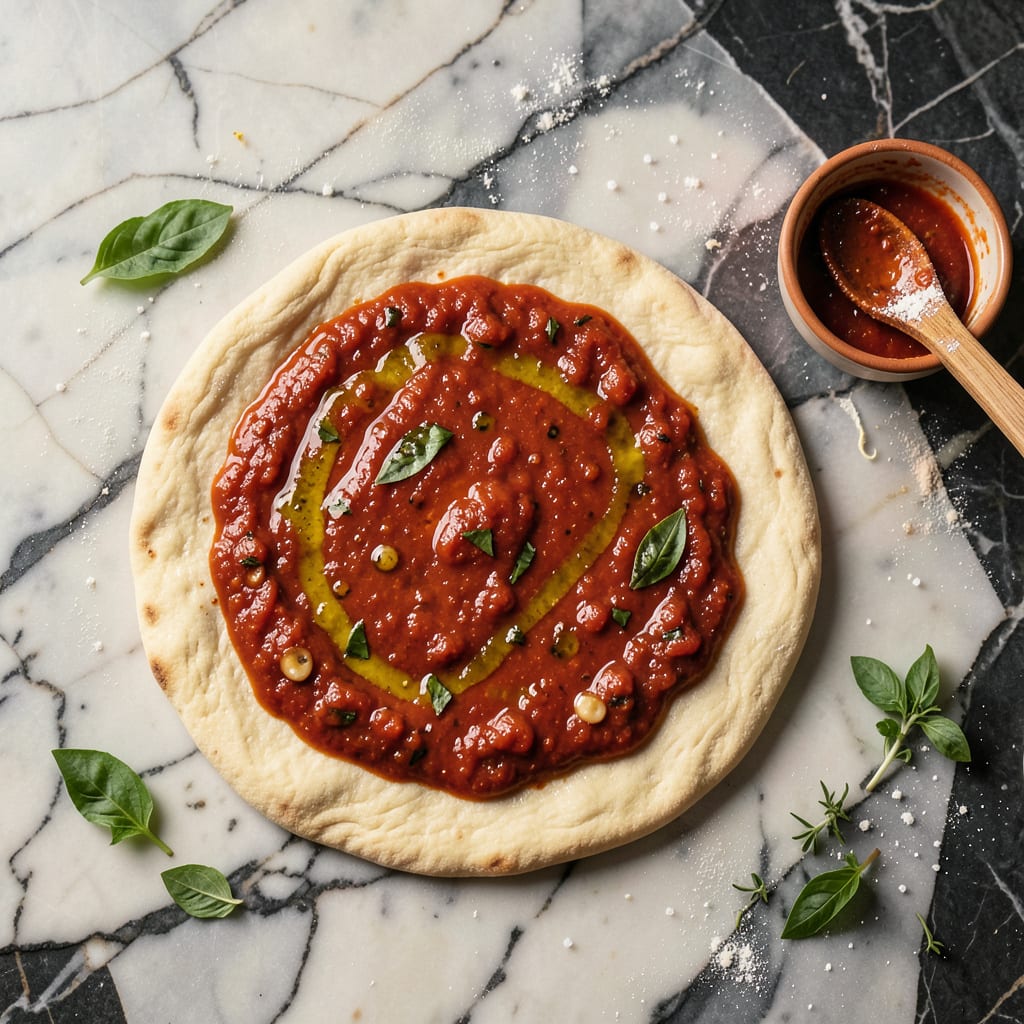 Complete when making pizza what goes on first overview image