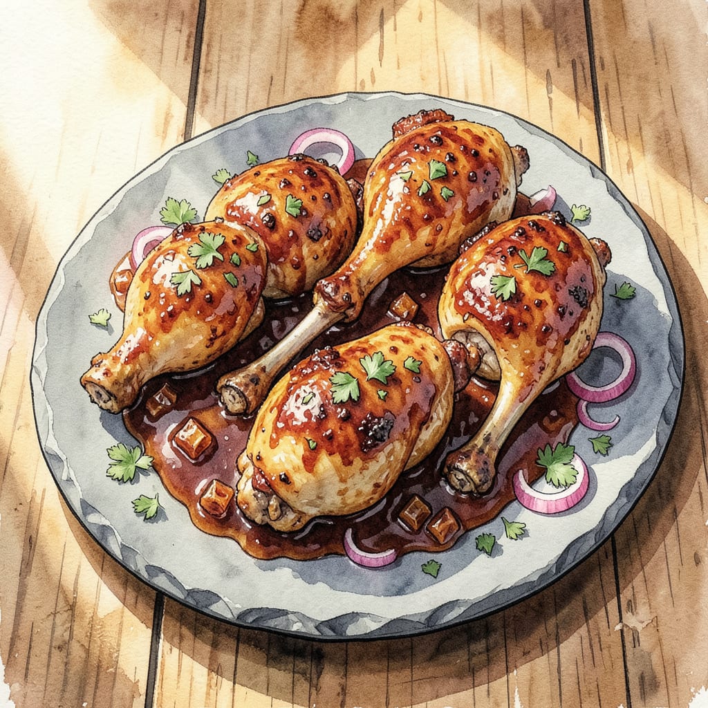 Visual representation of Whiskey Cola Chicken Recipe: Sticky Glaze With Bold Smoky Sweetness