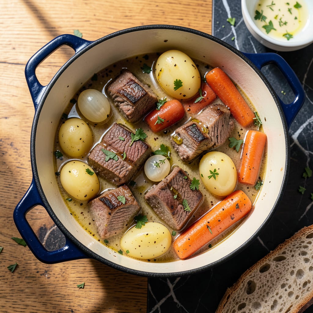Complete white wine in beef stew overview image
