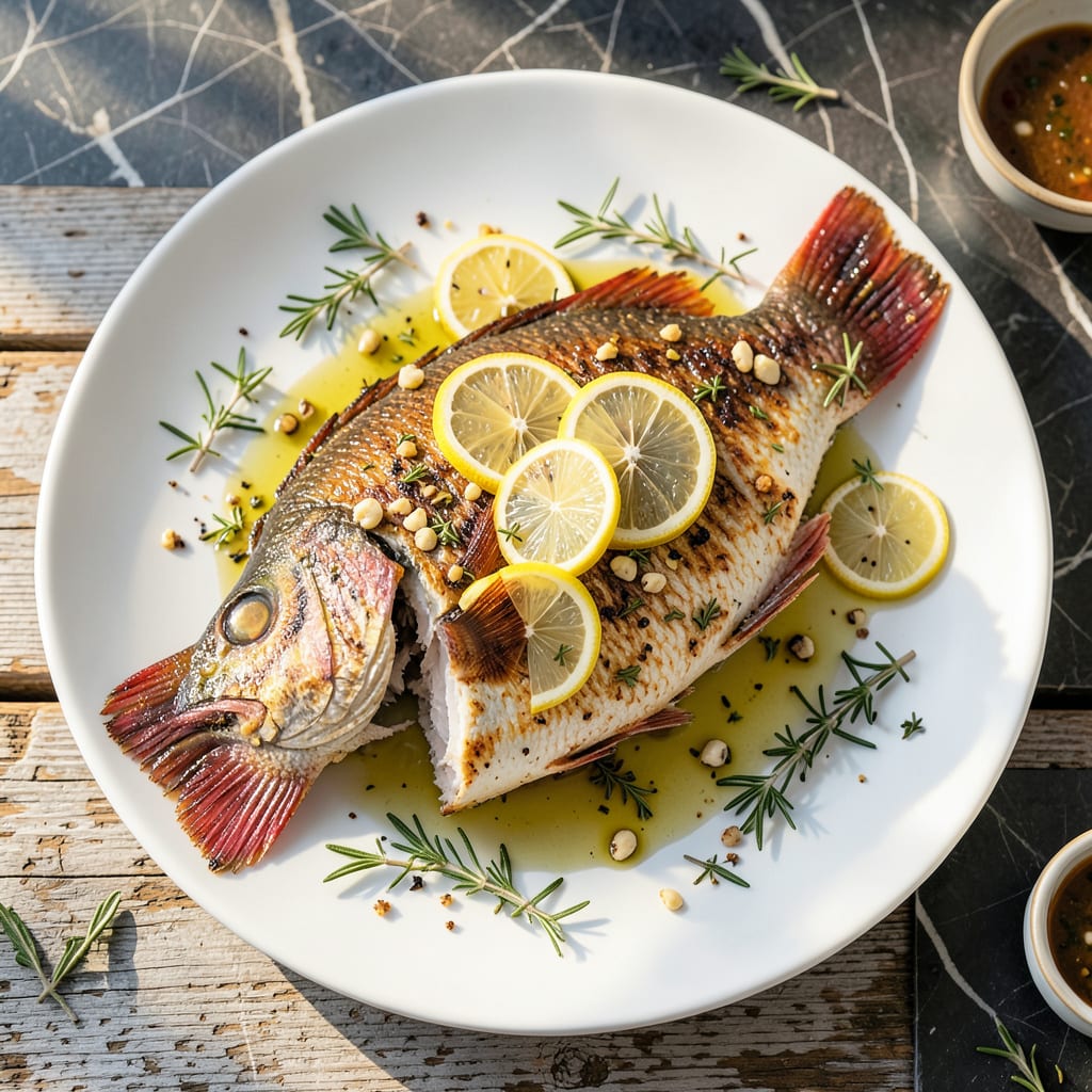 Visual representation of whole red snapper grill recipe